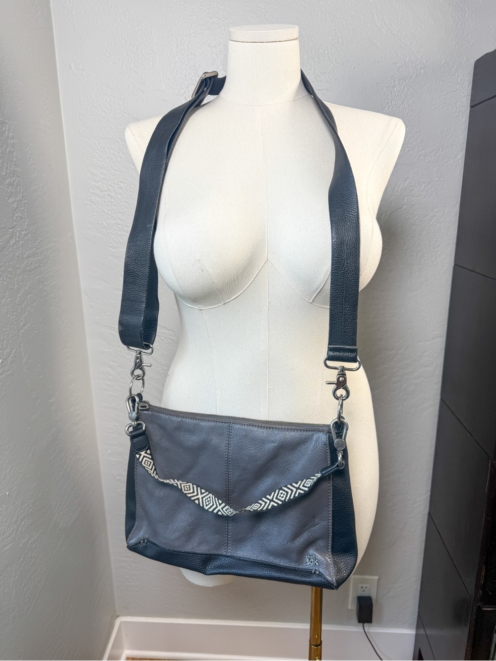 The Sak Colorblock Leather Crossbody Bag Adjustable Strap